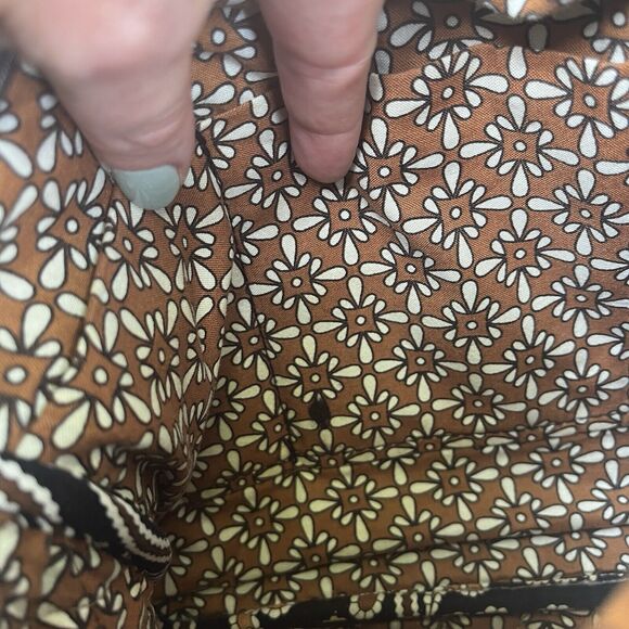 Vera Bradley Crossbody Bag Cafe Latte Retired Print Brown Black Paisley Floral - Picture 6 of 6